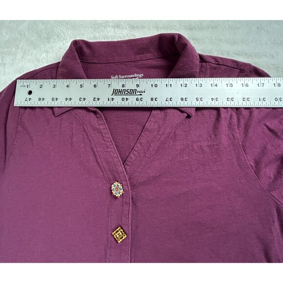 Soft Surroundings Womens XL 3/4 Sleeve Button Down Tunic Top Shirt Purple Artsy - Picture 5 of 7